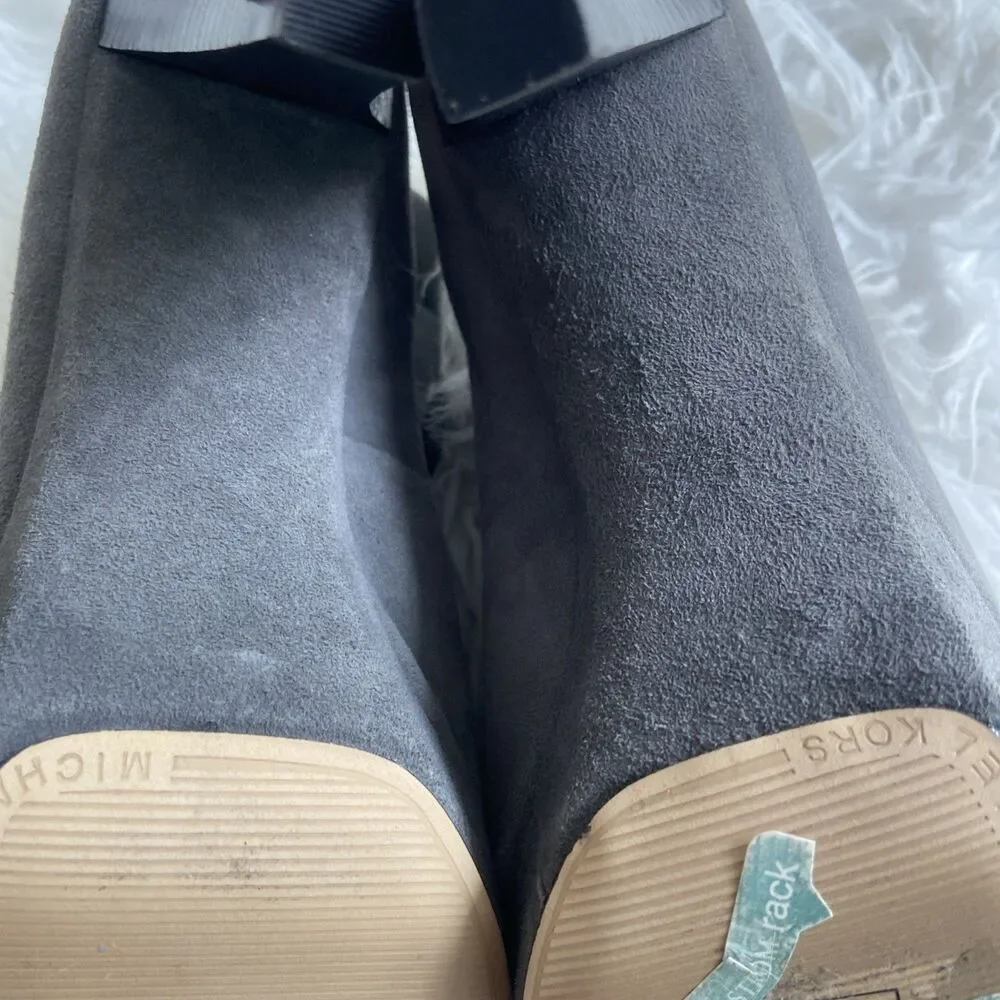 Michael Kors Womens Devenport Bootie Pump Size 9 Gray Suede Open Toe High Heel